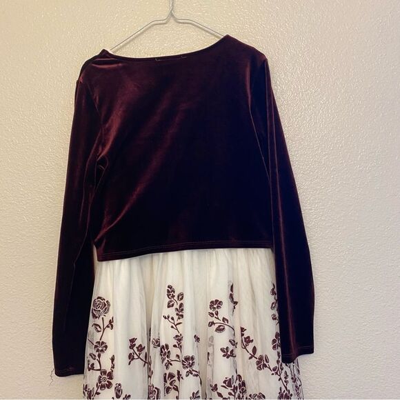 Knit Works Twist Popover red velvet Dress 2 piece ivory floral skirt formal 12 - Picture 3 of 11